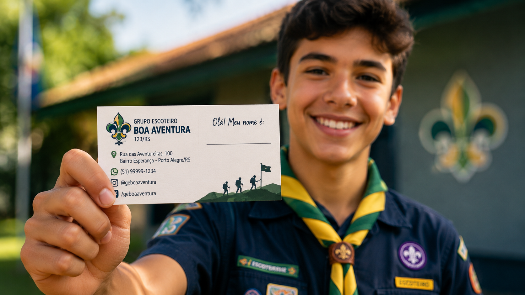 Exemplo de cartão de indicação do grupo escoteiro