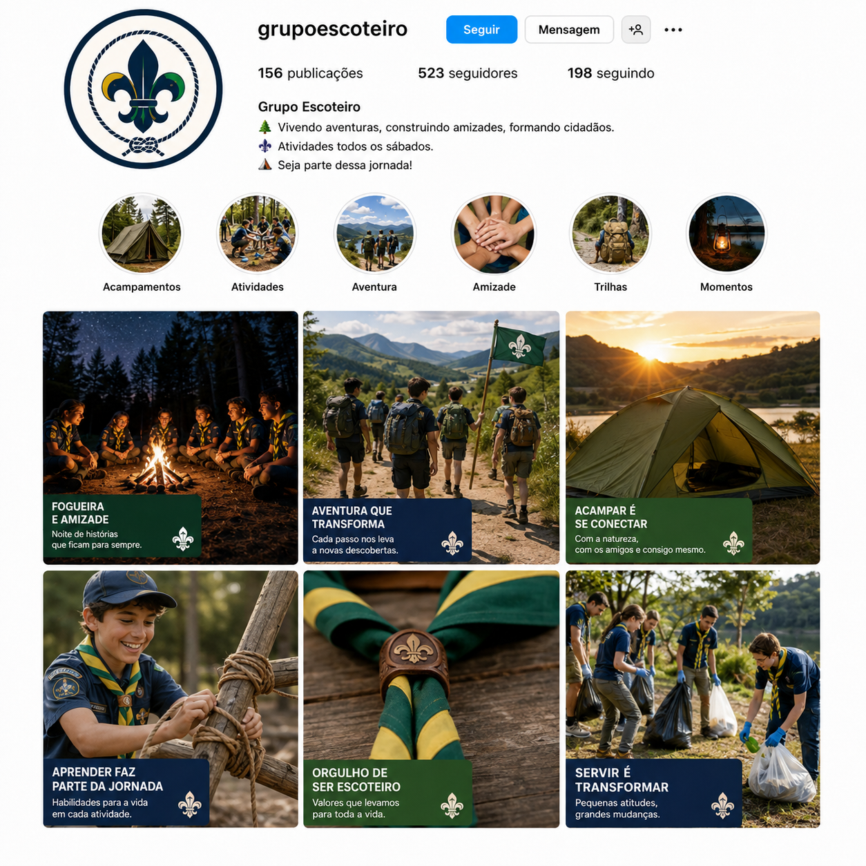 Exemplo de feed do Instagram com visual padronizado